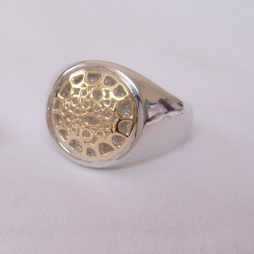 Tenor Pan Hoop Ring - Silver with 14K gold